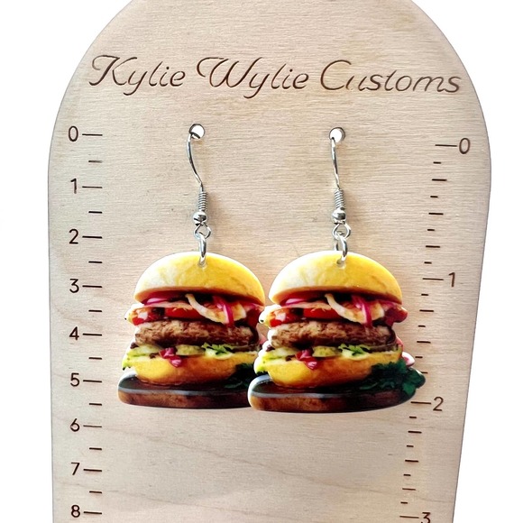 Pub Burger Earrings - Diner Earrings - Football Earrings - Sandwich BBQ Earrings - Picture 8 of 8